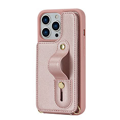 Soft Silicone Gel Leather Snap On Case Cover SD14 for Apple iPhone 16 Pro Max Rose Gold