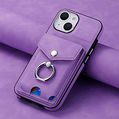 Soft Silicone Gel Leather Snap On Case Cover SD15 for Apple iPhone 13 Clove Purple