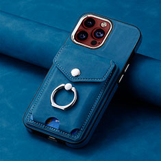Soft Silicone Gel Leather Snap On Case Cover SD15 for Apple iPhone 13 Pro Max Blue