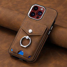 Soft Silicone Gel Leather Snap On Case Cover SD15 for Apple iPhone 14 Pro Brown