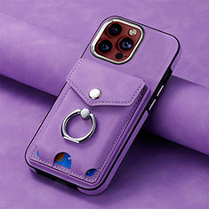 Soft Silicone Gel Leather Snap On Case Cover SD15 for Apple iPhone 14 Pro Clove Purple