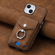 Soft Silicone Gel Leather Snap On Case Cover SD15 for Apple iPhone 15 Brown