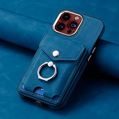 Soft Silicone Gel Leather Snap On Case Cover SD15 for Apple iPhone 16 Pro Blue