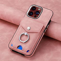 Soft Silicone Gel Leather Snap On Case Cover SD15 for Apple iPhone 16 Pro Max Pink