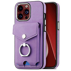 Soft Silicone Gel Leather Snap On Case Cover SD16 for Apple iPhone 15 Pro Clove Purple