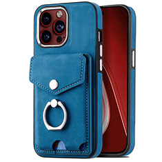 Soft Silicone Gel Leather Snap On Case Cover SD16 for Apple iPhone 16 Pro Blue