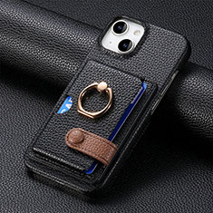 Soft Silicone Gel Leather Snap On Case Cover SD17 for Apple iPhone 15 Black