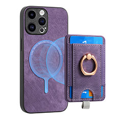 Soft Silicone Gel Leather Snap On Case Cover SD17 for Apple iPhone 16 Pro Clove Purple