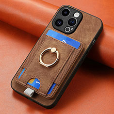 Soft Silicone Gel Leather Snap On Case Cover SD18 for Apple iPhone 14 Pro Brown