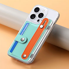 Soft Silicone Gel Leather Snap On Case Cover SD19 for Apple iPhone 14 Pro Max Cyan