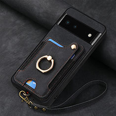 Soft Silicone Gel Leather Snap On Case Cover SD2 for Google Pixel 6 5G Black