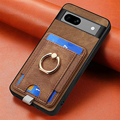Soft Silicone Gel Leather Snap On Case Cover SD2 for Google Pixel 7a 5G Brown