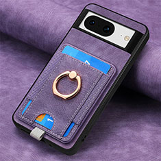 Soft Silicone Gel Leather Snap On Case Cover SD2 for Google Pixel 8 5G Clove Purple