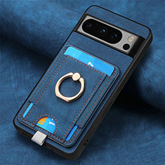 Soft Silicone Gel Leather Snap On Case Cover SD2 for Google Pixel 8 Pro 5G Blue