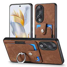 Soft Silicone Gel Leather Snap On Case Cover SD2 for Huawei Honor 90 5G Brown