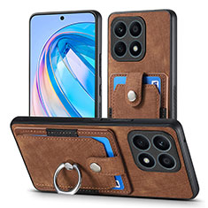 Soft Silicone Gel Leather Snap On Case Cover SD2 for Huawei Honor X8a 4G Brown