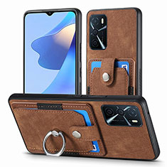 Soft Silicone Gel Leather Snap On Case Cover SD2 for Oppo A54s Brown