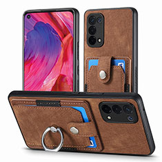 Soft Silicone Gel Leather Snap On Case Cover SD2 for Oppo A74 5G Brown