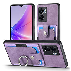 Soft Silicone Gel Leather Snap On Case Cover SD2 for Oppo A77 5G Clove Purple