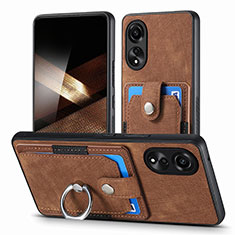 Soft Silicone Gel Leather Snap On Case Cover SD2 for Oppo A78 4G Brown