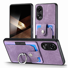 Soft Silicone Gel Leather Snap On Case Cover SD2 for Oppo A78 4G Clove Purple