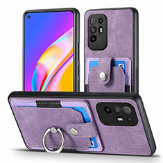 Soft Silicone Gel Leather Snap On Case Cover SD2 for Oppo A95 5G Clove Purple