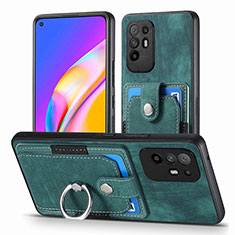 Soft Silicone Gel Leather Snap On Case Cover SD2 for Oppo A95 5G Green