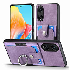 Soft Silicone Gel Leather Snap On Case Cover SD2 for Oppo A98 5G Clove Purple