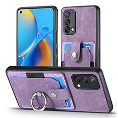 Soft Silicone Gel Leather Snap On Case Cover SD2 for Oppo F19 Clove Purple