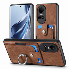 Soft Silicone Gel Leather Snap On Case Cover SD2 for Oppo Reno10 5G Brown