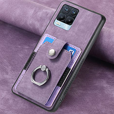 Soft Silicone Gel Leather Snap On Case Cover SD2 for Realme 8 4G Clove Purple