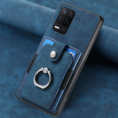 Soft Silicone Gel Leather Snap On Case Cover SD2 for Realme 8 5G Blue