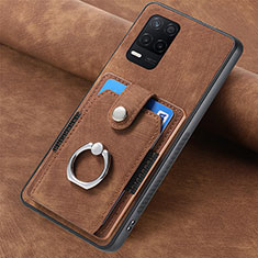 Soft Silicone Gel Leather Snap On Case Cover SD2 for Realme 8 5G Brown