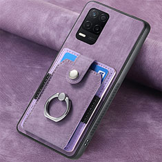 Soft Silicone Gel Leather Snap On Case Cover SD2 for Realme 8 5G Clove Purple