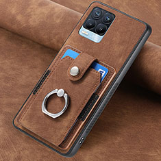 Soft Silicone Gel Leather Snap On Case Cover SD2 for Realme 8 Pro Brown