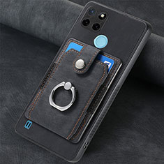 Soft Silicone Gel Leather Snap On Case Cover SD2 for Realme C21Y Black