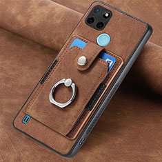 Soft Silicone Gel Leather Snap On Case Cover SD2 for Realme C25Y Brown