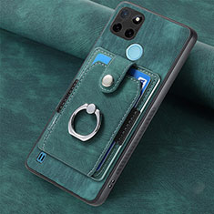 Soft Silicone Gel Leather Snap On Case Cover SD2 for Realme C25Y India Green