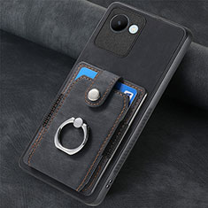 Soft Silicone Gel Leather Snap On Case Cover SD2 for Realme C30 Black