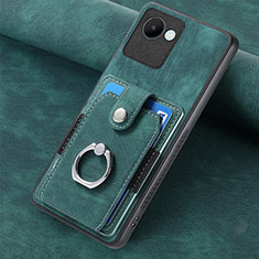 Soft Silicone Gel Leather Snap On Case Cover SD2 for Realme C30 Green