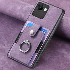 Soft Silicone Gel Leather Snap On Case Cover SD2 for Realme C30s Clove Purple