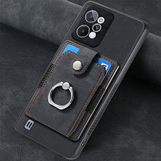 Soft Silicone Gel Leather Snap On Case Cover SD2 for Realme C31 Black