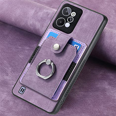 Soft Silicone Gel Leather Snap On Case Cover SD2 for Realme C31 Clove Purple