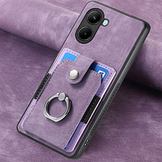 Soft Silicone Gel Leather Snap On Case Cover SD2 for Realme C33 (2023) Clove Purple