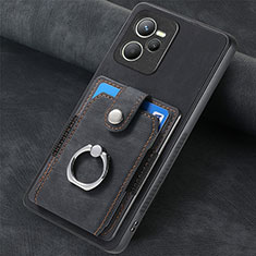 Soft Silicone Gel Leather Snap On Case Cover SD2 for Realme C35 Black