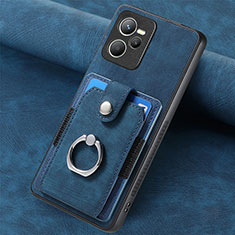 Soft Silicone Gel Leather Snap On Case Cover SD2 for Realme C35 Blue