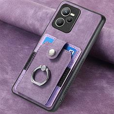 Soft Silicone Gel Leather Snap On Case Cover SD2 for Realme C35 Clove Purple