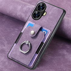 Soft Silicone Gel Leather Snap On Case Cover SD2 for Realme C55 Clove Purple