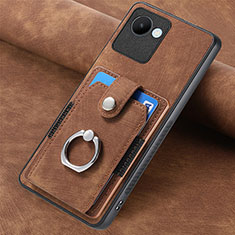 Soft Silicone Gel Leather Snap On Case Cover SD2 for Realme Narzo 50i Prime Brown