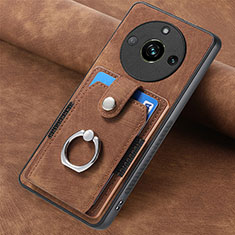 Soft Silicone Gel Leather Snap On Case Cover SD2 for Realme Narzo 60 Pro 5G Brown